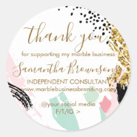 Brown Gold Glitter Abstract Shapes Thank you