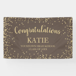 Brown Gold Glitter Graduation Congratulations  Banner