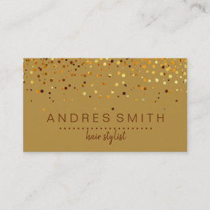 Brown Gold Glitter Hair Stylist Business Card