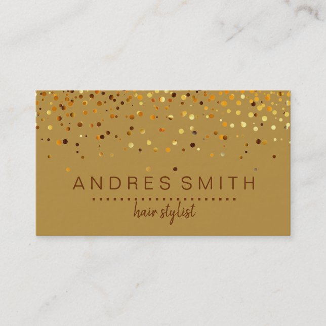 Brown Gold Glitter Hair Stylist Business Card (Front)