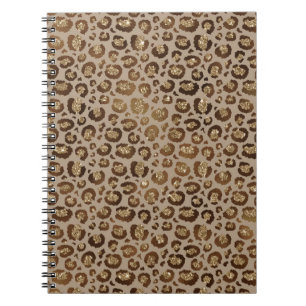 Brown Gold Glitter Leopard Print Notebook