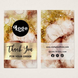 Brown gold glitter watercolor package insert