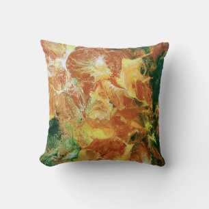 Brown Gold Green Abstract Cushion