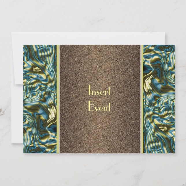 Brown gold green party celebration invitation (Front)