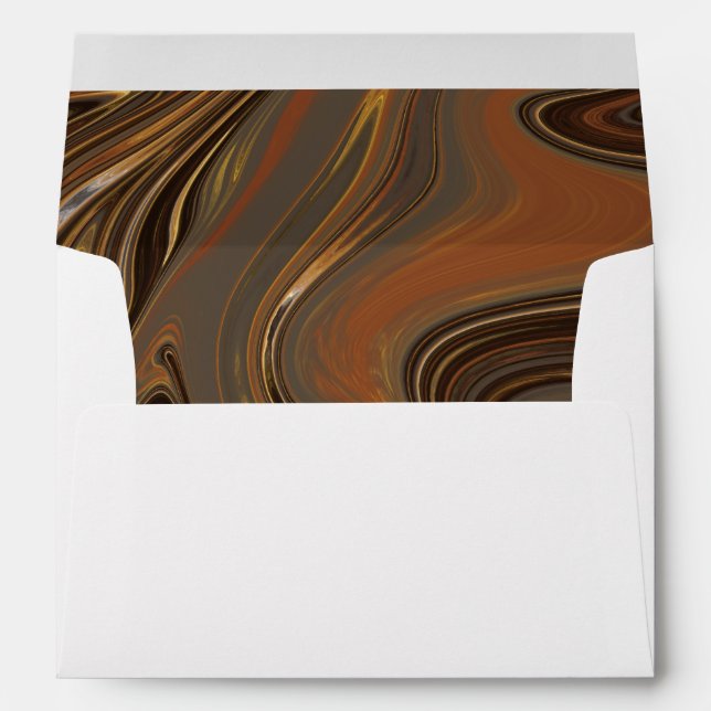 Brown Gold Grey Marble Swirl Wedding Envelope (Back (Bottom))