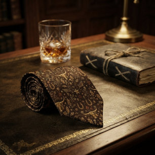 Brown Gold Longhorn Equestrian Heritage Tie