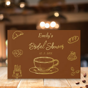 Brown Gold Love is Brewing Coffee Bridal Shower  Guest Book