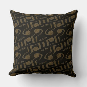 Brown Gold Music Notes Reversible Pillow