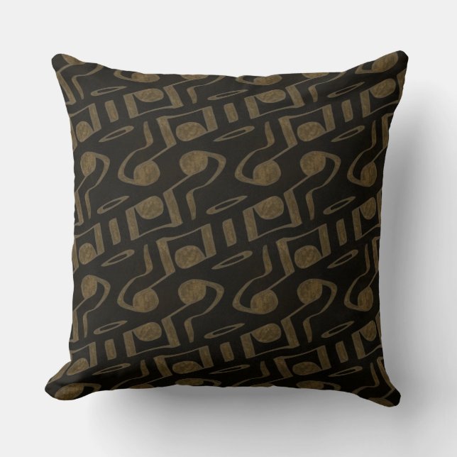 Brown Gold Music Notes Reversible Pillow (Front)