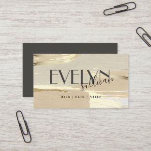 Brown gold paint strokes business card