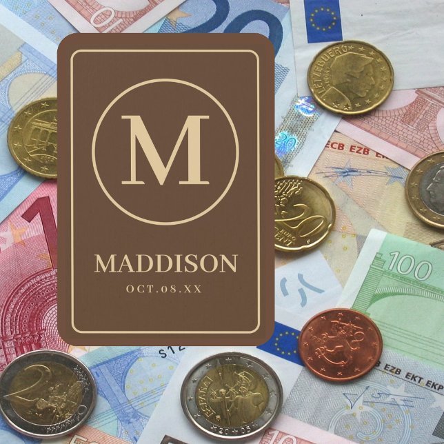 Brown Gold Personalised Monogram and Name  Playing Cards (Creator Uploaded)