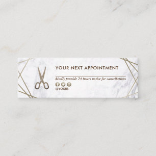 Brown Gold Scissors Marble HairStylist Appointment Mini Business Card