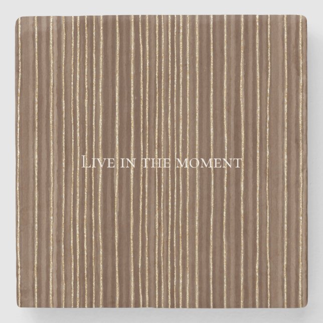 Brown Gold Stripes Christmas   Stone Coaster (Front)