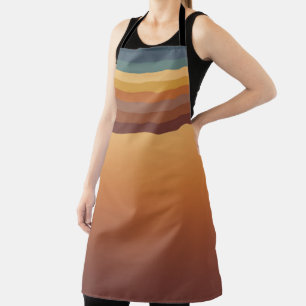 BROWN GOLD TEAL BLUE FALL GEOMETRIC PATTERN APRON