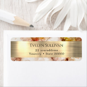 Brown gold watercolor foil return address label