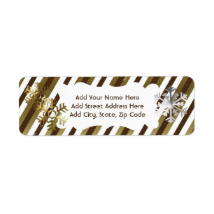 Brown, Gold, White Stripe Return Address Labels