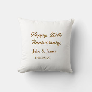 Brown golden happy 20th anniversary name datsimple cushion