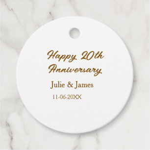 Brown golden happy 20th anniversary name datsimple favour tags