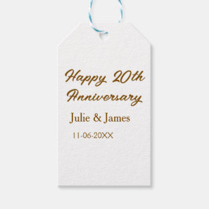 Brown golden happy 20th anniversary name datsimple gift tags