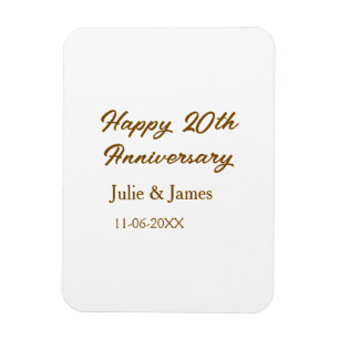 Brown golden happy 20th anniversary name datsimple magnet