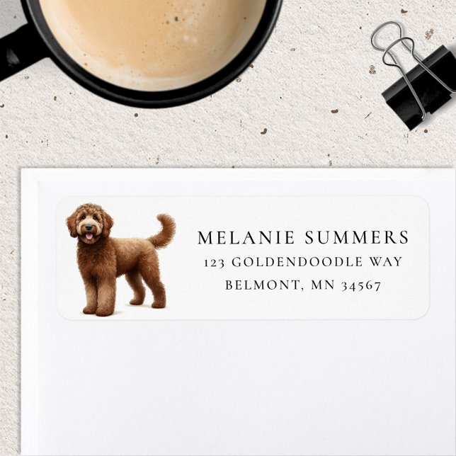 Brown Goldendoodle Return Address Label (Creator Uploaded)