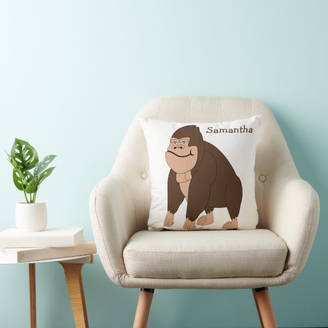 Brown Gorilla Design Personalised Cushion (Chair)