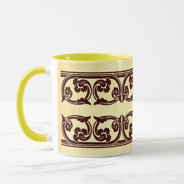 Brown Gothic Border Coffee Mug (Left)