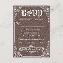 Brown Gothic Victoria Wedding Response Card