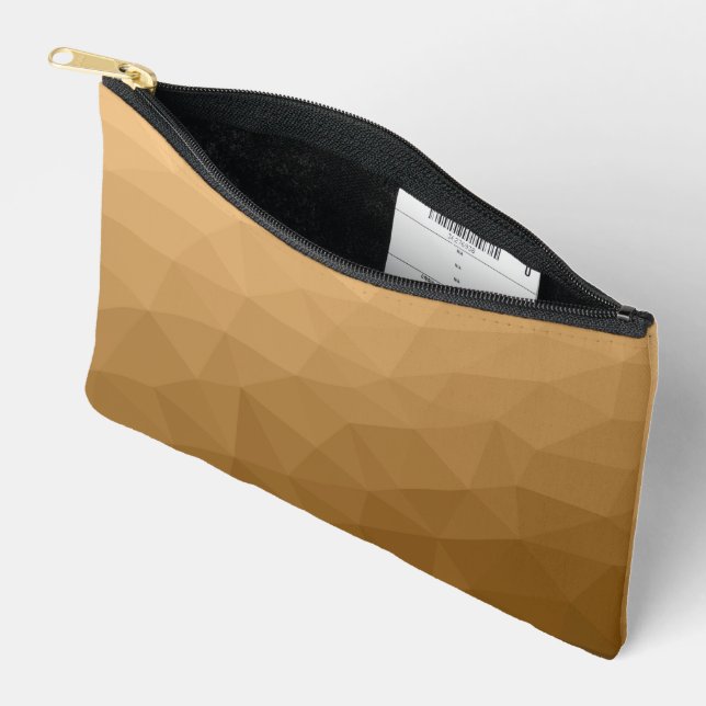 Brown gradient geometric mesh pattern accessory pouch (Open)