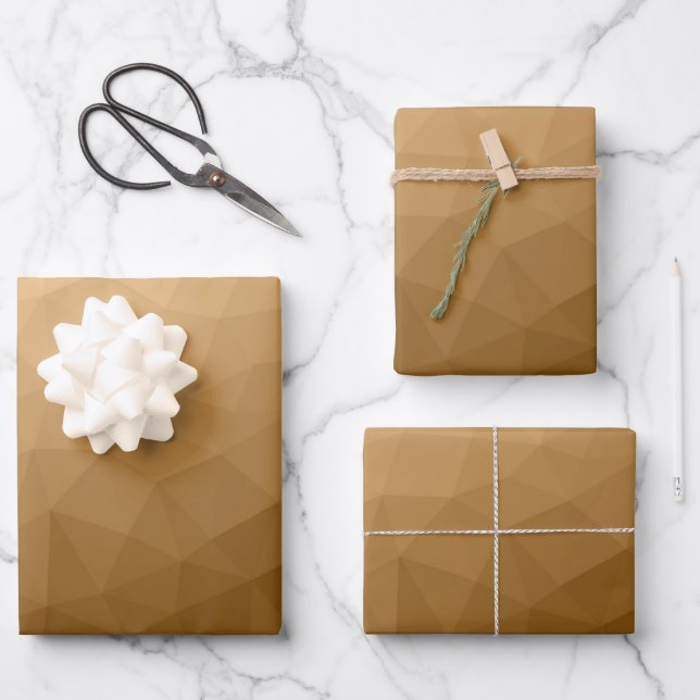 Brown gradient geometric mesh pattern Triangle Wrapping Paper Sheet (Front)