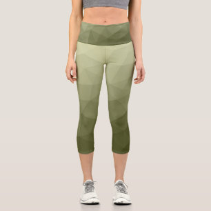 Brown gradient geometric mesh pattern triangles capri leggings