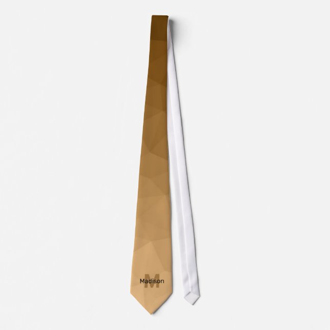 Brown gradient geometry mesh pattern Monogram Tie (Front)