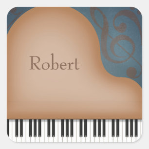 Brown Grand Piano Custom Name Stickers
