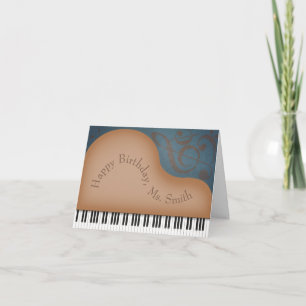 Brown Grand Piano Cute Music Custom Birthday Card