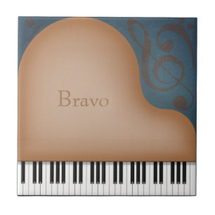 Brown Grand Piano Personalised Musical Ceramic Tile