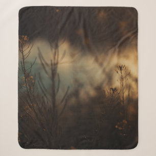 BROWN GRASS IN CLOSE UP PHOTOGRAPHY SHERPA BLANKET