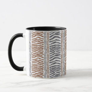 Brown Gray Modern Stripe Frosted Glass Mug