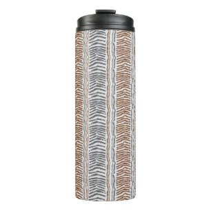 Brown Gray Modern Stripe Thermal Tumbler