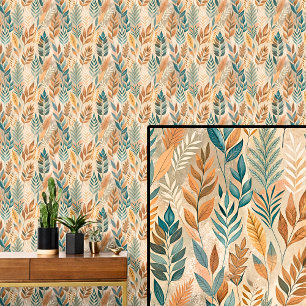 Brown Green Abstract Leaves Autumn Tones Leaf  Wallpaper