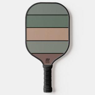 Brown Green And Black Stripes On Watercolor Paper Pickleball Paddle