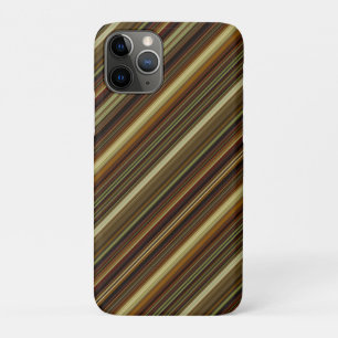 Brown Green and Gold Stripes iPhone 11 Pro Case