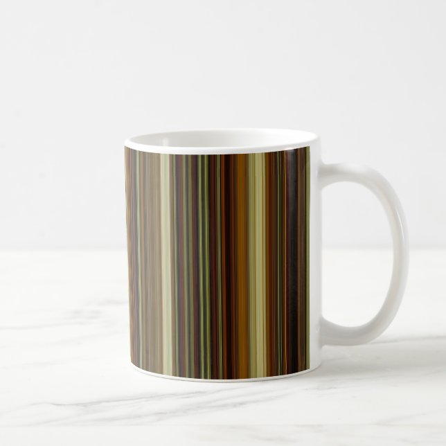Brown Green and Gold Stripes Coffee Mug (Right)
