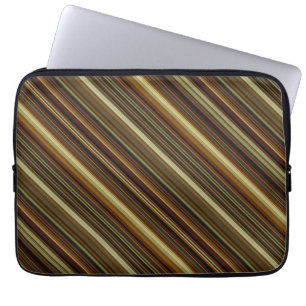 Brown Green and Gold Stripes Laptop Sleeve