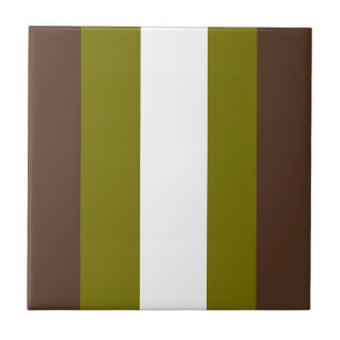 Brown, green and white stripes ceramic tile