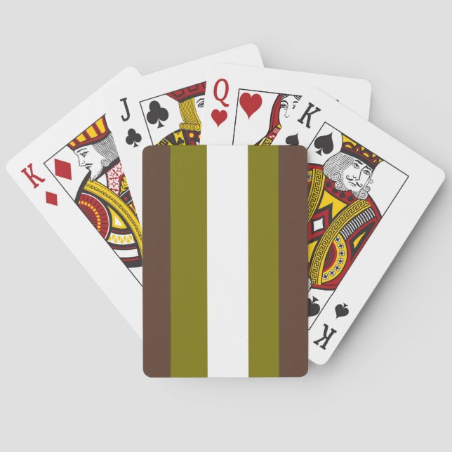 Brown, green and white stripes playing cards (Back)