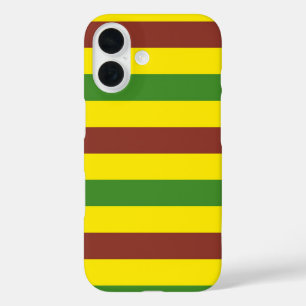 Brown Green and Yellow Stripes Design iPhone 16 Case