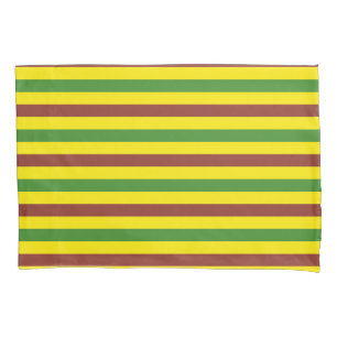 Brown Green and Yellow Stripes Design Pillowcase