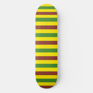 Brown Green and Yellow Stripes Design Skateboard