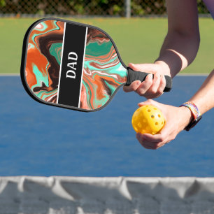 Brown, Green, Black Marble Pour Painting Effect Pickleball Paddle