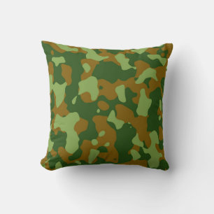 Brown Green Camo Decorative Pillow